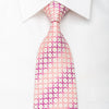 Christian Aujard Men's Silk Tie Geometric Floral On Pink With Silver Sparkles - San-Dee