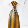 Christian Aujard Silk Rhinestone Necktie Orange Striped On Black - San-Dee