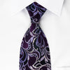 Christian Aujard Silk Tie Floral On Purple With Crystal Rhinestones - San-Dee