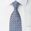 Christian Lacroix Silk Rhinestone Necktie Silver Anthemion On Blue Silk - San-Dee