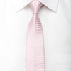 Christian Stephanus Men's Skinny Silk Tie Striped On Pink With Crystal Rhinestones - San-Dee