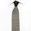 The Class Mens Skinny Rhinestone Silk Necktie Silver Trellis