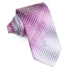 Countess Mara Men's Rhinestone Silk Tie Purple Striped On White With Silver & Purple Sparkles - San-Dee