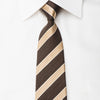 Cremona Men's Silk Skinny Necktie Gold Striped On Dark Brown - San-Dee