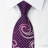 Crocodile Rhinestone Silk Tie Scrolls & Checker On Purple With Silver Sparkles - San-Dee