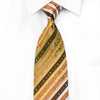 Cuni Homme Men’s Crystal Necktie Orange Brown Green Striped 