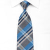 Daks Mens Crystal Silk Necktie Blue Gray White Plaid 