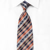 Daks Men’s Crystal Silk Necktie Blue Orange Plaid With 