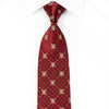 Daks Men’s Crystal Silk Necktie Golden Crest On Burgundy 