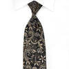 Daks Men’s Crystal Silk Tie Gold Paisley Floral On Black 