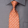 Daks Men’s Rhinestone Silk Necktie Silver Filigree On Orange