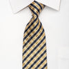 Daks Men’s Silk Necktie Gold Navy Striped Sparkling With 
