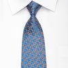 Daks Men's Silk Necktie Orange Interlocking Circles On Blue Sparkling With Rhinestones - San-Dee
