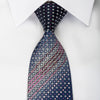 Daks Rhinestone Necktie Geometric Checkered On Blue With Purple Sparkles - San-Dee