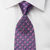 Daks Rhinestone Silk Necktie Blue Mauve Checkered With 