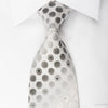 Daks Rhinestone Silk Necktie Silver Dots On White With 