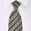 Daks Rhinestone Silk Necktie Silver Filigree On Black With 