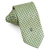 Daks Silk Neck Tie Lime Green & Black Checks With Silver 