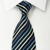 Daks Silk Necktie Blue Striped On Navy With Sparkles - San-Dee