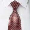 Daks Silk Necktie Silver Striped & Checkered On Burgundy With Silver Sparkles - San-Dee