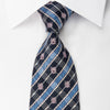 Daks Silk Rhinestone Necktie Blue Plaids With Silver Sparkles - San-Dee