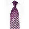 Daks Silk Rhinestone Necktie Checker On Purple With Silver Sparkles - San-Dee