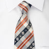 Daks Silk Rhinestone Necktie Plaids On Ivory White Herringbone Weave - San-Dee