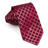 Daks Woven Silk Neck Tie Checks On Burgundy With Silver Sparkles 3 1/2 Inch - San-Dee