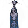 Daniel Hechter Men's Crystal Necktie Blue Purple Damask On Black Sparkling With Rhinestones - San-Dee