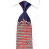 Daniel Hechter Men's Crystal Silk Tie Red Gold Harlequin Checker On Dark Blue With Gold Sparkles - San-Dee