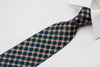 Daniel Hechter Men's Silk Necktie Gold Checked On Navy Blue With Gold Sparkles - San-Dee