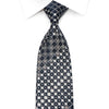 Daniel Hechter Men's Silk Necktie Silver Checkered On Navy Sparkling With Rhinestones - San-Dee