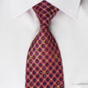Daniel Hechter Rhinestone Silk Necktie Pink Quatrefoil On Burgundy With Golden Sparkles - San-Dee