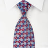 Daniel Hechter Silk Necktie Silver Red Chevron On Blue With Rhinestones & Sparkles - San-Dee