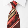 Daniel Hechter Silk Rhinestone Necktie Orange Stripes On Brown With Sparkles - San-Dee