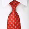 Daniel Hechter Silk Tie Silver Butterflies On Red With White Rhinestones - San-Dee