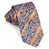 Daniel Heckter Rhinestone Silk Neck Tie Bronze Orange Floral Design On Blue - San-Dee