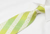 Elegance Men's Crystal Rhinestone Tie Green Stripes With Silver Sparkles - San-Dee