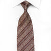 Elegance Men's Crystal Silk Necktie Gold Cartouche Striped On Burgundy With Silver Sparkles - San-Dee