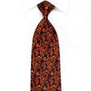 Elegance Men's Crystal Silk Tie Orange Acanthus On Black Sparkling With Rhinestones - San-Dee