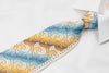 Elegance Men's Woven Silk Necktie Brown Blue Geometric Pattern With Rhinestones - San-Dee