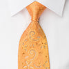 Elegance Rhinestone Necktie Floral On Peach Orange With Golden Sparkles - San-Dee