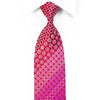 Elegance Rhinestone Necktie Silver Purple Floral Geometric On Red With Sparkles - San-Dee