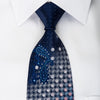 Elegance Rhinestone Silk Necktie Geometric Baroque On Blue - San-Dee