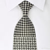 Elegance Rhinestone Silk Necktie Silver Geometric On Black With Silver Sparkles - San-Dee
