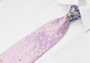 Elegance Silk Neck Tie Silver Floral Design On Mauve Gray With White & Purple Crystal Rhinestones - San-Dee