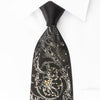 Elegance Silk Rhinestone Necktie Silver Floral On Black With Sparkles - San-Dee