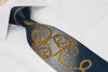 Elegance Woven Silk Rhinestone Tie Golden Rope On Black With Sparkles - San-Dee