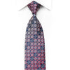 Elle Homme Men's Rhinestone Silk Necktie Silver Pink Geometric On Navy With Sparkles - San-Dee