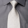 Elle Homme Men's Silk Necktie Sparkling Rhinestones On Ivory White Woven Silk - San-Dee